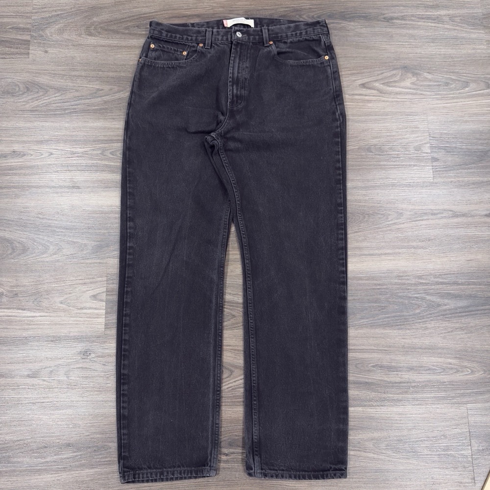 Levi's 505 Black Regular Fit Straight Leg Denim Jeans Men's Size 38x32(tag34) - Picture 2 of 8